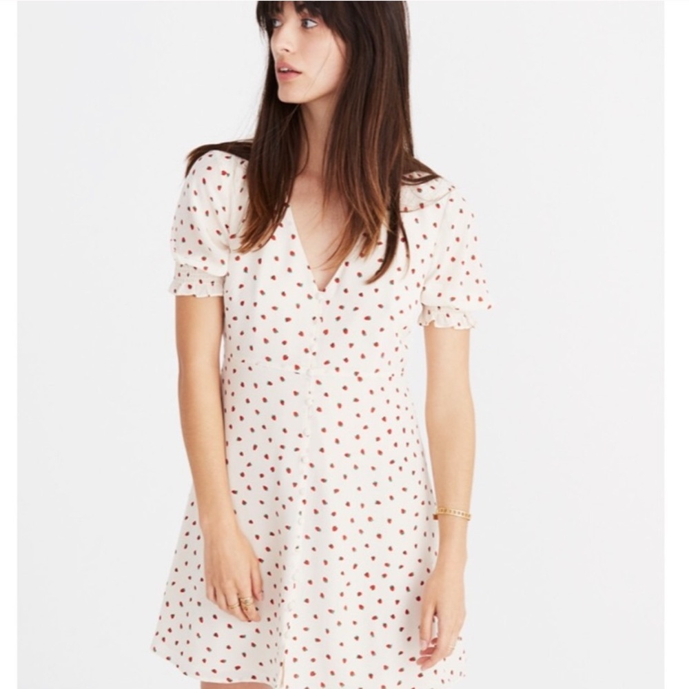 MADEWELL silk clover button front strawberry dress